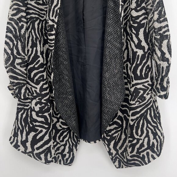 Alberto Makali Black & White Textured Zebra Print Open Front Blazer Jacket - L - Picture 3 of 10